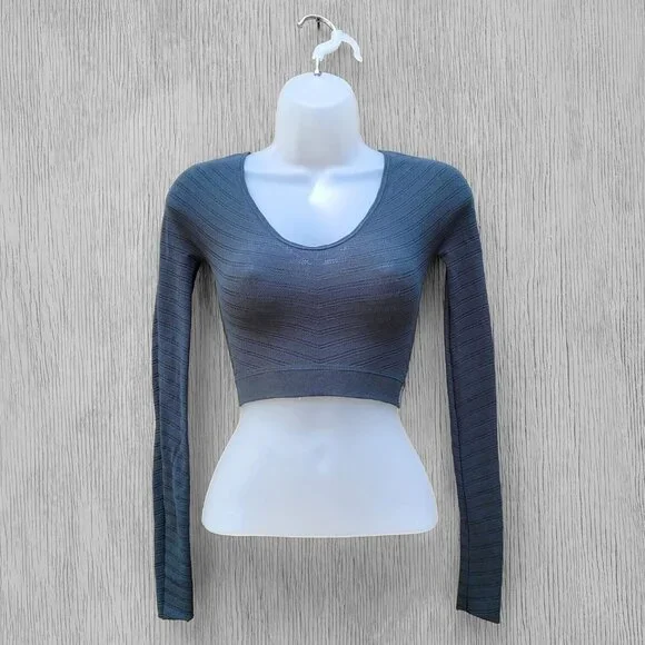 RARE Free People FP Movement Gone Adrift Long Sleeve Top Thundercloud Teal Sz XS - Picture 4 of 7